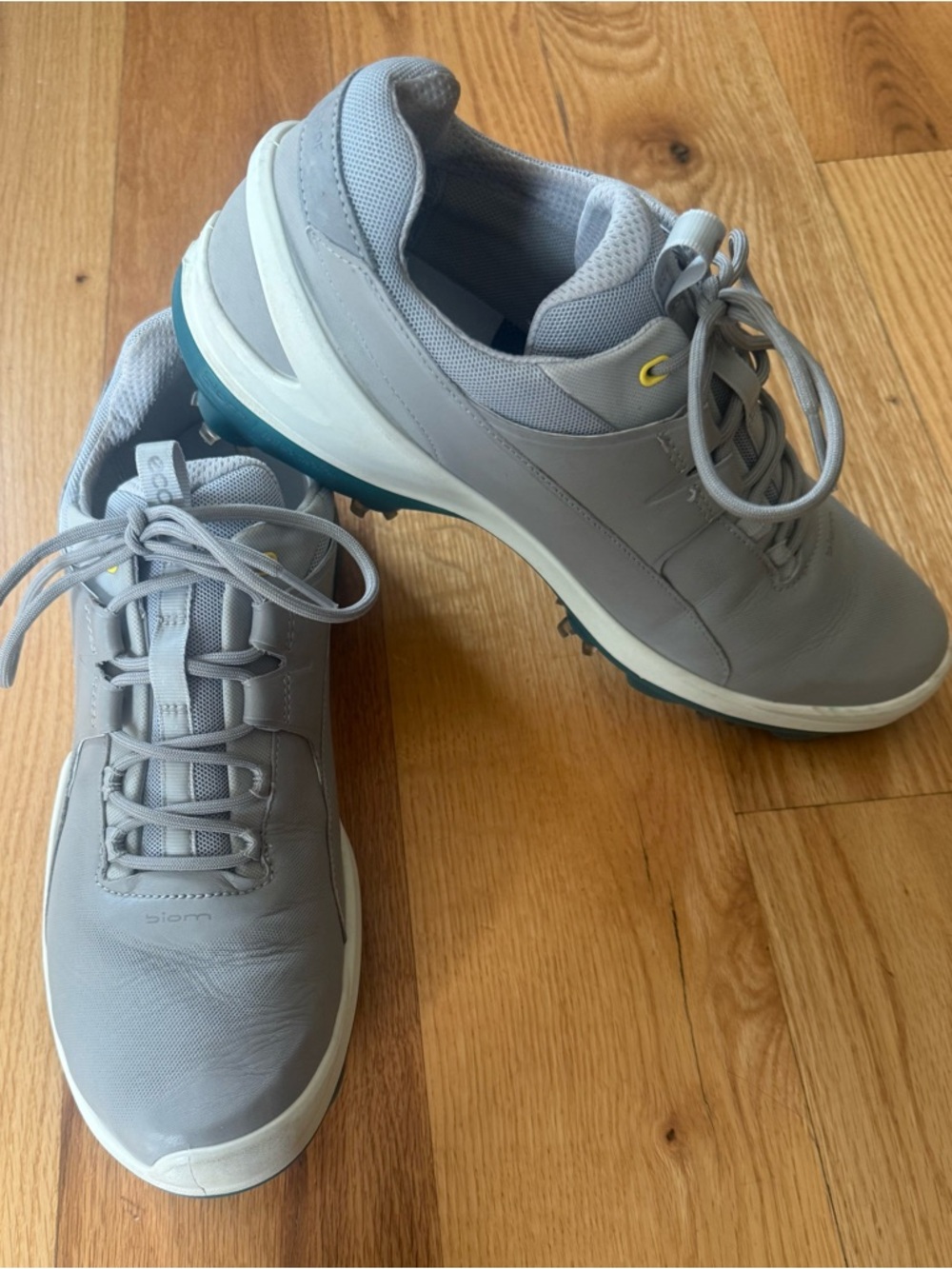 ECCO Biom Golf Shoes Mens Size 11.5 Gray Leather Waterproof Spiked 1319040119